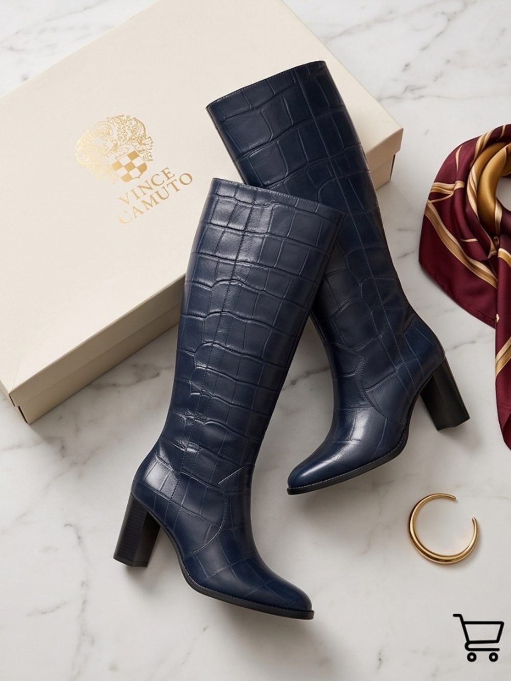 Never Worn Vince Camuto Navy Blue Knee High Boots